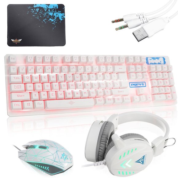 Gaming Keyboard and Mouse Combo with Headset, K59 RGB Backlit 3 Colors Keyboard,
